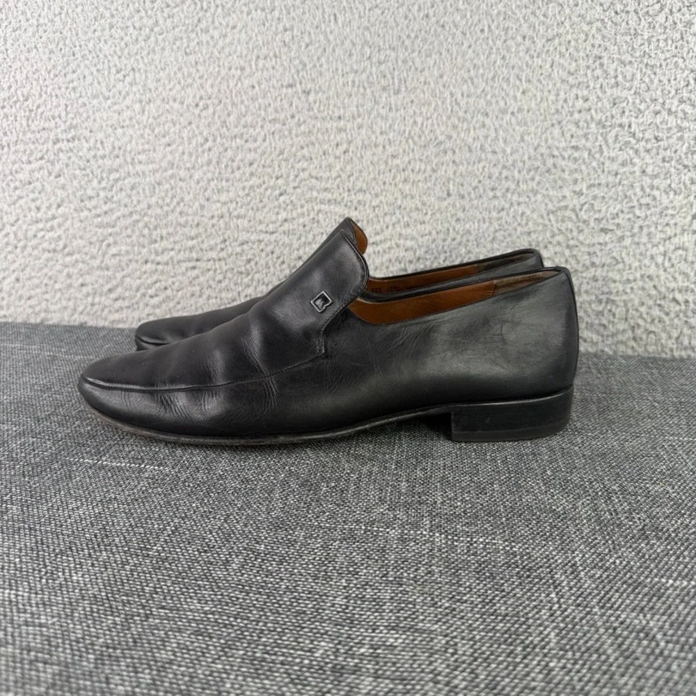 Bally Havanna Loafers Mens 8 EEE Black Leather Slip On Dress Shoes Switzerland
